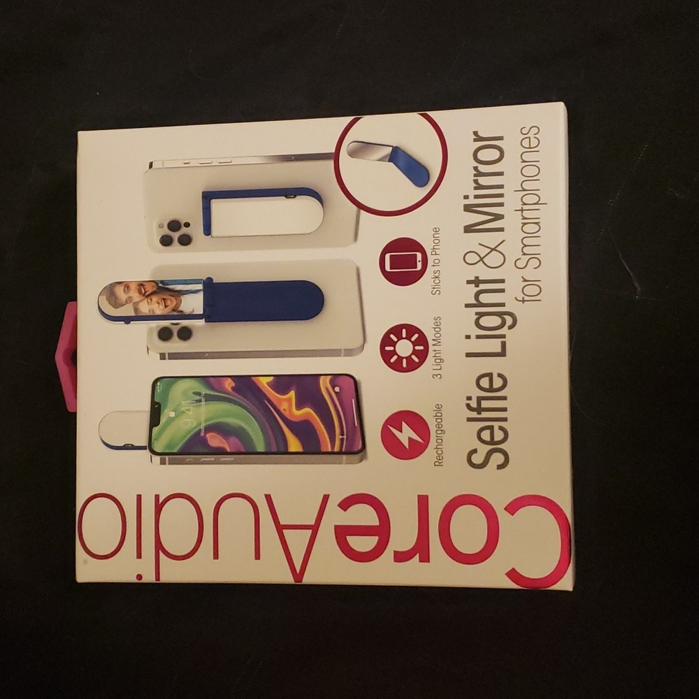 3/$10 CoreAudio Stick On Selfie Light + Mirror & Kickstand for Smartphones